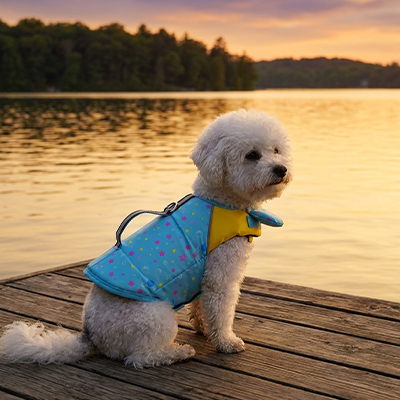 Gilet de sauvetage Chien • NageToutou™ : toute activité nautique