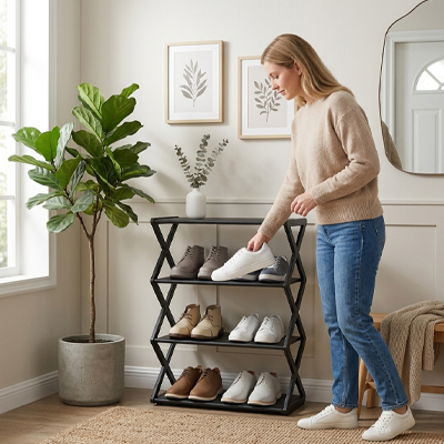 etagère à chaussures crossrack ordonnée