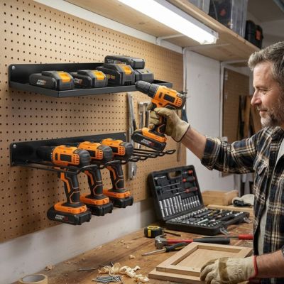 Rangement pour garage au panneau en bois marron