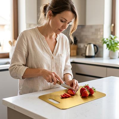 planche à découper haut de gamme avec fruits