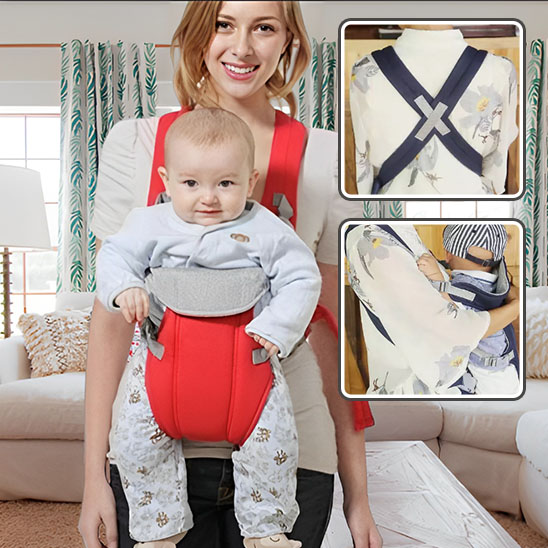 Porte bébé rouge avec maman