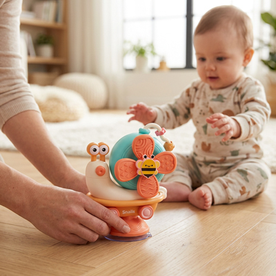 Jouet-bebe-escargot-fille-maman-joue