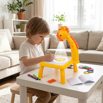 Projecteur dessin avec la table girafe pour inventer des scènes magiques et développer sa motricité et coordination
