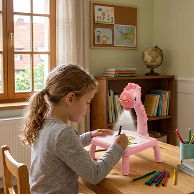 Projecteur dessin pour enfant de 3 a 6 ans modèle girafe rose