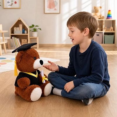 Ours en peluche avec le chapeau de finissant noir, le cadeau de fin d année scolaire parfait
