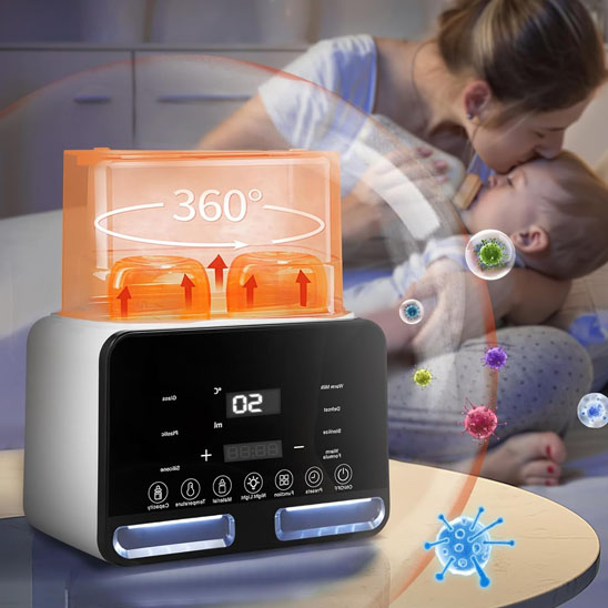Chauffe-biberon-double-dans-chambre-avec-maman-bebe