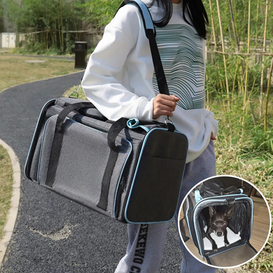 Sac de transport pour chien Sacband bleu épaule