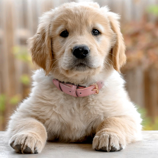 Collier chien chiot avec collier en cuir rose