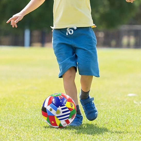 Ballon foot AU Design multiculturel robuste construction originale en panneaux cousus cadeau parfait,stimule l'activité physique fille et garçon