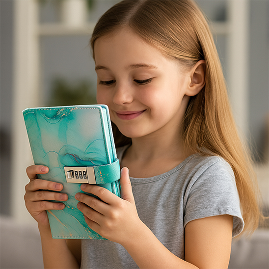 Journal intime pour fillette turquoise avec un code secret bien à elle