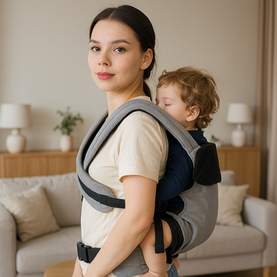Porte bébé Soutenu Enveloppé gris maman port dorsal