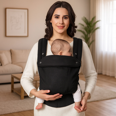 Porte bébé physiologique Enveloppé noir maman port frontal salon
