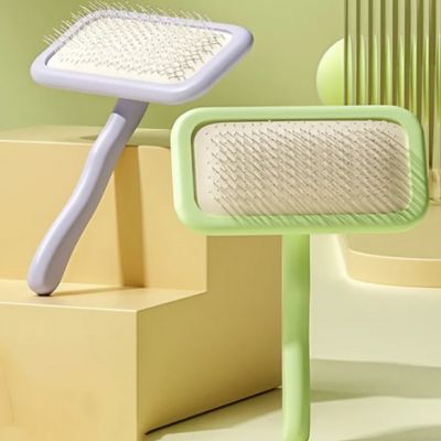 Brosse pour chat poil long vert et mauve