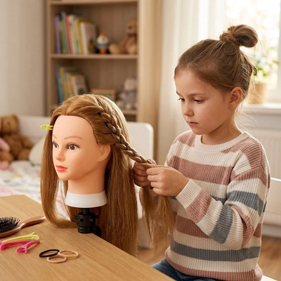 Tete a coiffer pour professionnel de la coiffure ou en cadeau à une petite fille