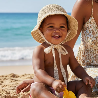 Chapeau bébé paille