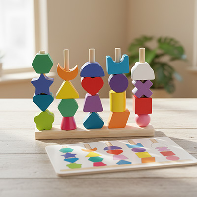 puzzle encastrement bébé bois formes à empiler Montessori