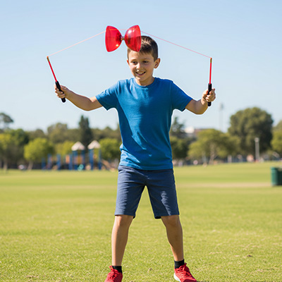 Le Diabolo est le jeu de récréation pour les enfants populaires et actif, jouer seul ou avec des camarades