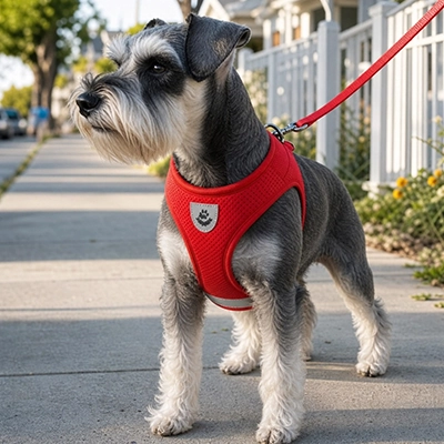 Harnais chien Rouge en laisse