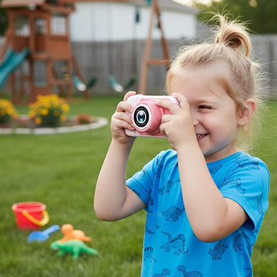 Appareil photo enfant  aux fonctions multimédia varié développe la créativité