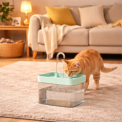 Fontaine à eau pour chat vert clair