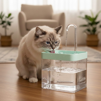 Fontaine à eau pour chat transparente silencieuse