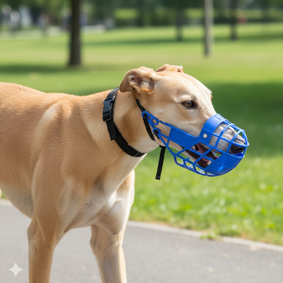 Museliere pour chien plastique réglable lévrier bleu