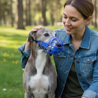 Museliere pour chien plastique réglable bleu maître