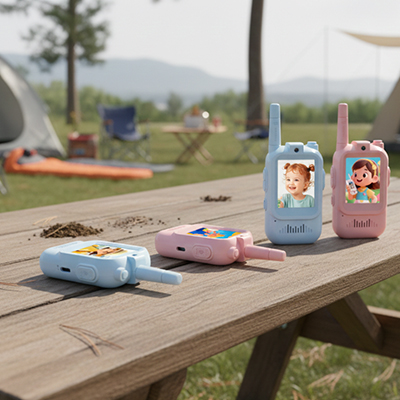 Talkie walkie enfant  avec visuel vidéo petite radio portable, musique petits jeux