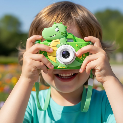 Appareil photo pour enfant Design dinosaure vert caméra numérique multi fonctions 4+ans