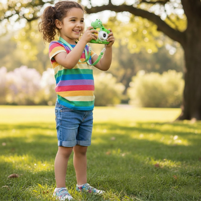 Appareil photo pour enfant miniature adapté aux mains d'enfant  modèle dino ludique USB numérique
