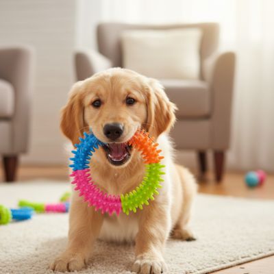 Notre ami tient jouet chien