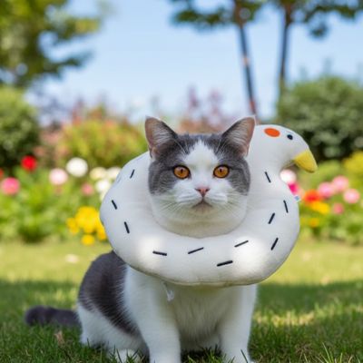 collerette chat canard blanc jardin