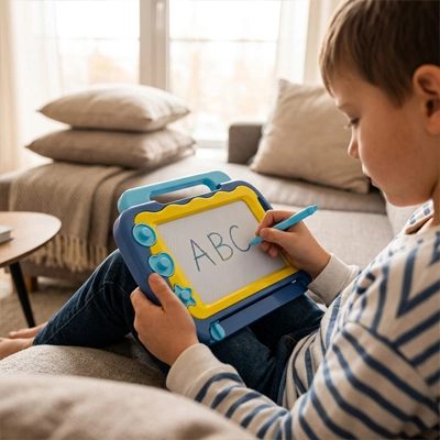 Ardoise magique tablette à dessin pour petite main avec crayon et formes géométriques