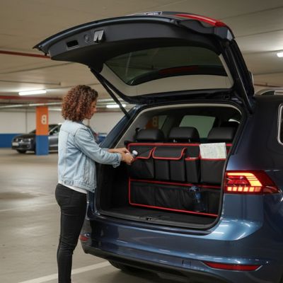 Rangement coffre voiture femme stationnement soutairain range des articles