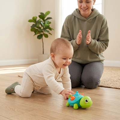 Jouet bebe  enfant courir après jouet