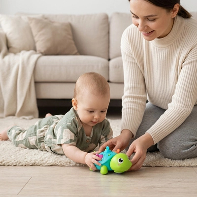 Jouet bebe tortue bleue verte maman enfant