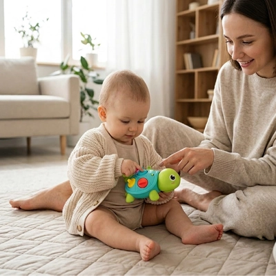 Jouet bebe maman montre bébé comment joeur