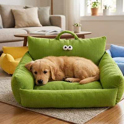 chiot labrador couché sur Canapé Chien