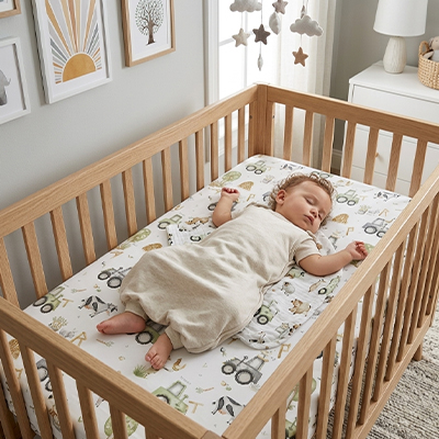 Drap housse lit bébé textile certifié