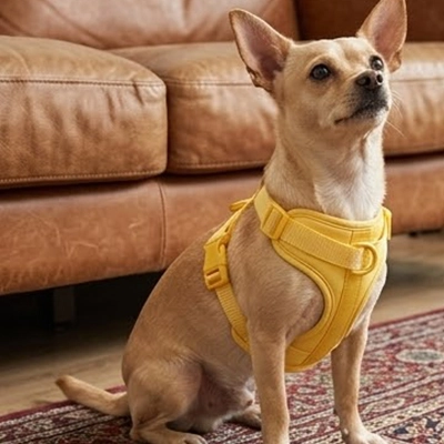Harnais chien assis harnais jaune