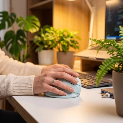 Souris ergonomique sans fil bleue