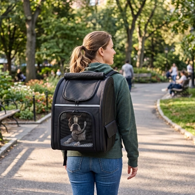 sac de transport pour chien marche femme exterieur