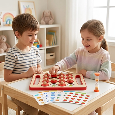 Jeu de memoire en bois pour jeune joueur débutant