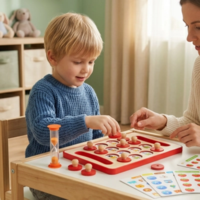 Jeu de memoire Montessori en bois pour garçon et fille jeu essentiel des tout petits.