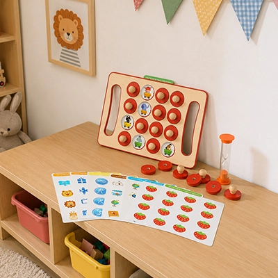 Jeu de memoire en bois lustré cadeau à offrir aux tout petits