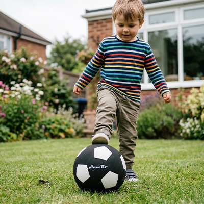 Ballon foot noir et blanc pour enfant , ado et joueur à l'intérieur réducteur de décibell santé de l'audition