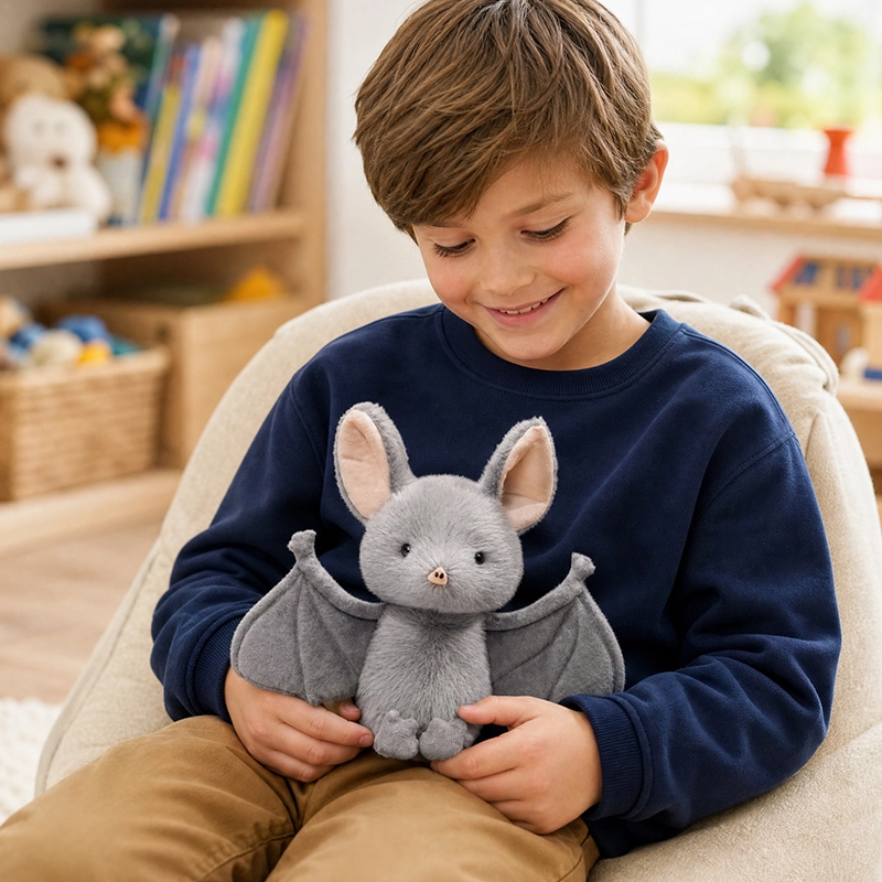 Peluche chauve souris de 20cm que les enfant apportent partout avec eux