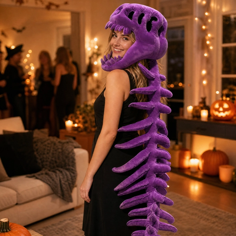 Déguisement dinosaure de dinosaure son squelette avec un casque en peluche léger et confortable idéal Halloween