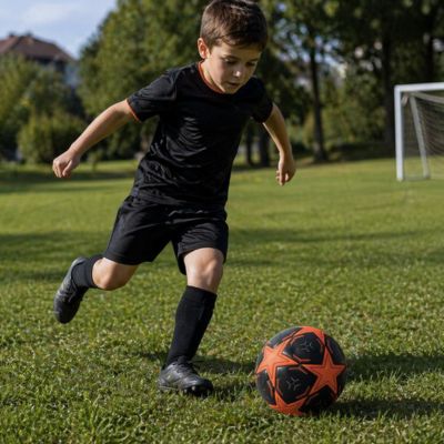 Ballon foot de terrain extérieur solide, le garçon s'amuse et se garde en forme avec son Ballon-Star