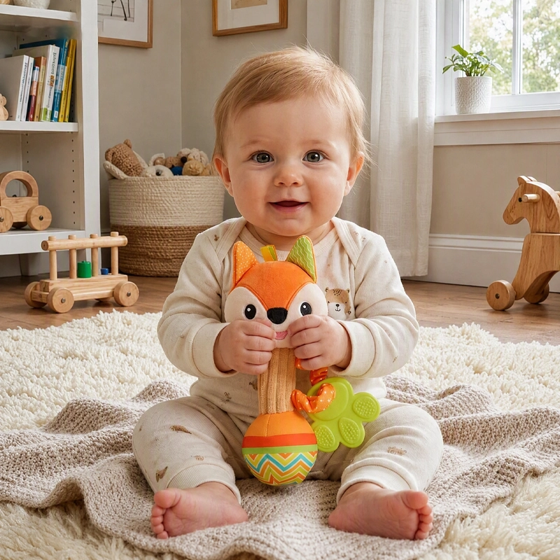 peluche d'éveil bebe et sa biche